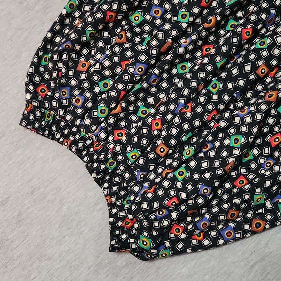 RARE!! Vintage 80's Funky Print Matching Midi Maxi Skirt & Button Up Blouse Set - Picture 14 of 17